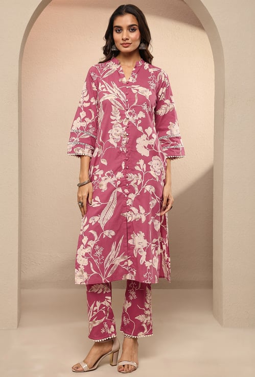 LIBAS Floral Print Straight Kurta Set