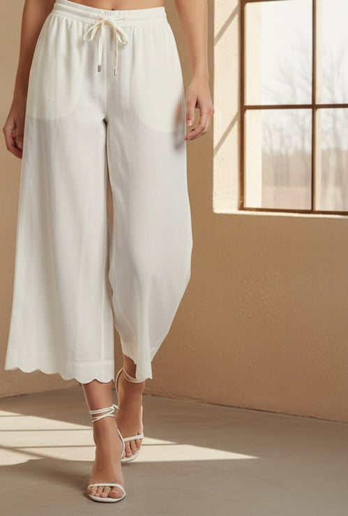 W Solid Straight Palazzo Pant