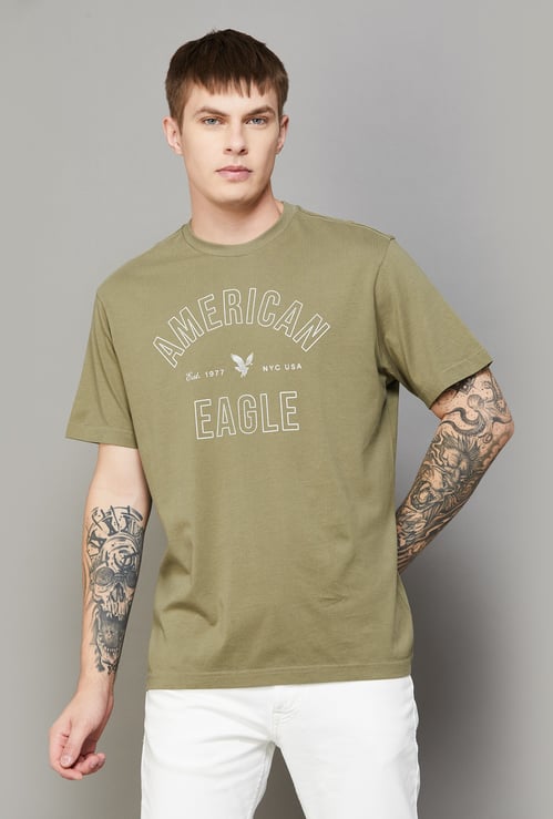 AMERICAN EAGLE Typographic Print Crew Neck T-shirt