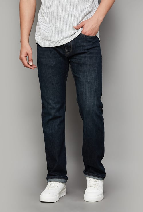 FLYING MACHINE Washed Regular Straight Jeans