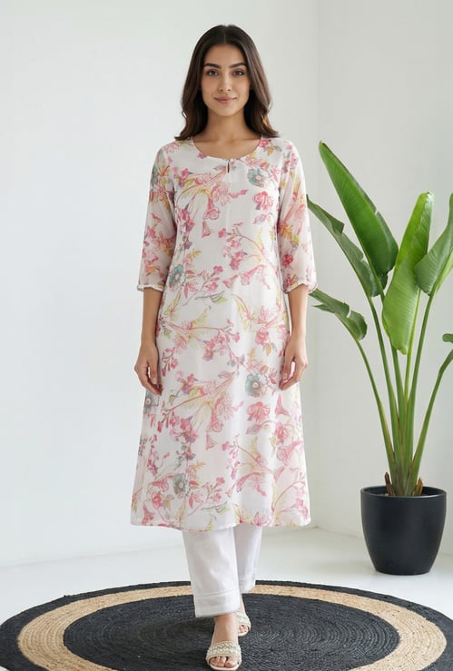 AURELIA Floral Print Straight Kurta