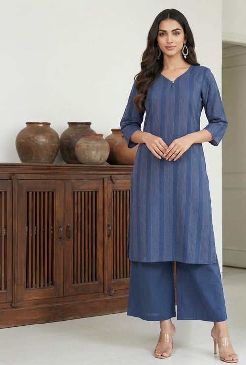 AURELIA Striped Straight Kurta