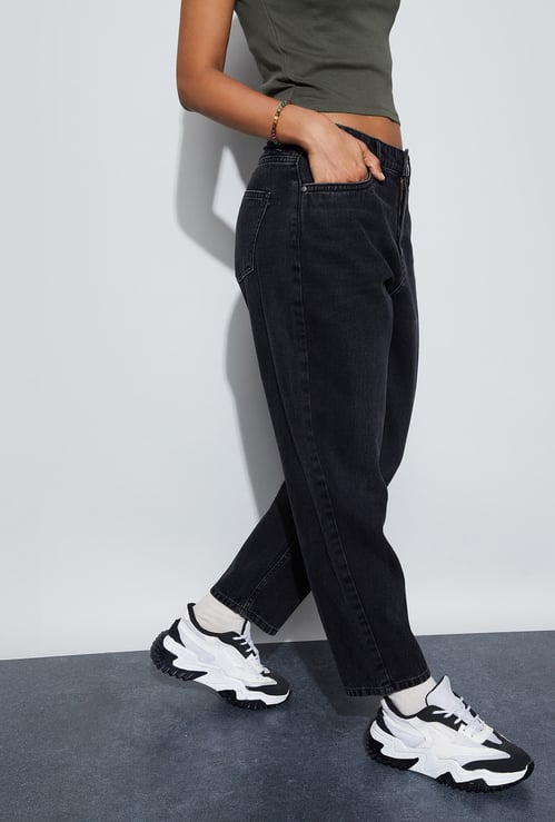 GINGER Solid High-Waist Jeans