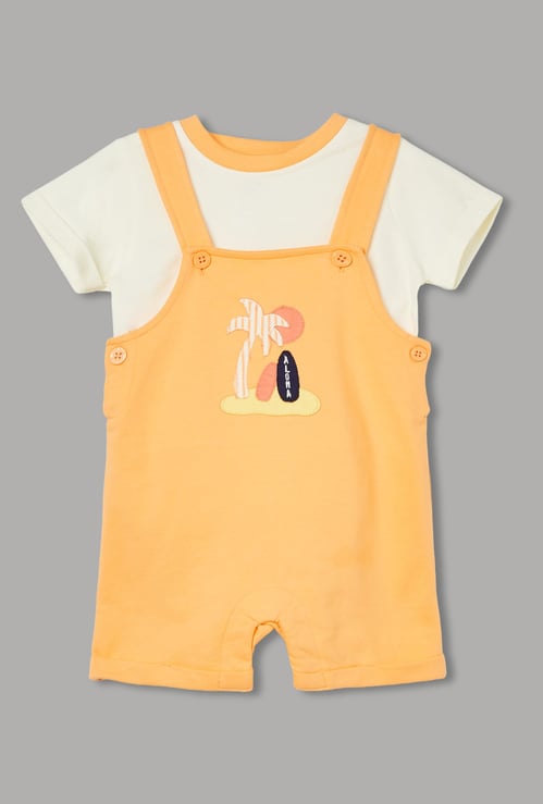 FS MINI KLUB Boys Applique Dungaree with T-shirt