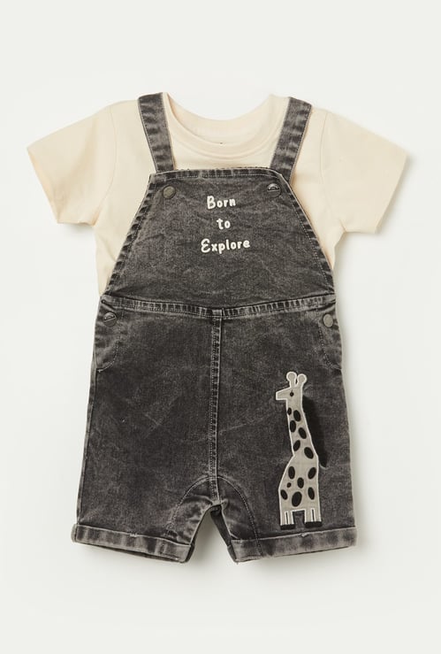 FS MINI KLUB Boys Applique Dungarees with T-shirt