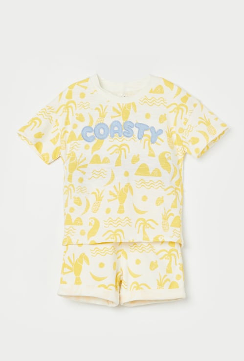 FS MINI KLUB Boys Tropical Print T-shirt with Shorts