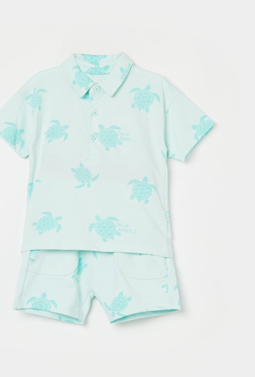 FS MINI KLUB Boys Trutle Print T-shirt with Shorts