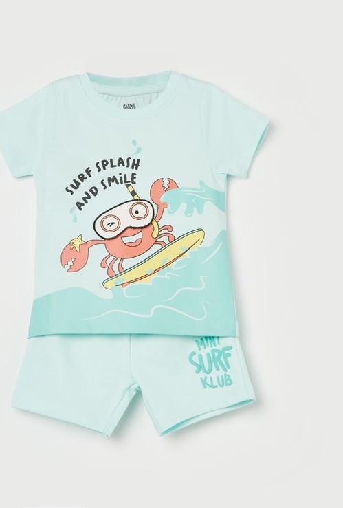 FS MINI KLUB Boys Graphic Print T-shirt with Shorts