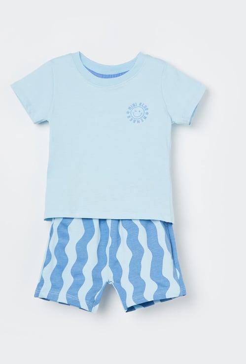 FS MINI KLUB Boys Printed T-shirt with Shorts