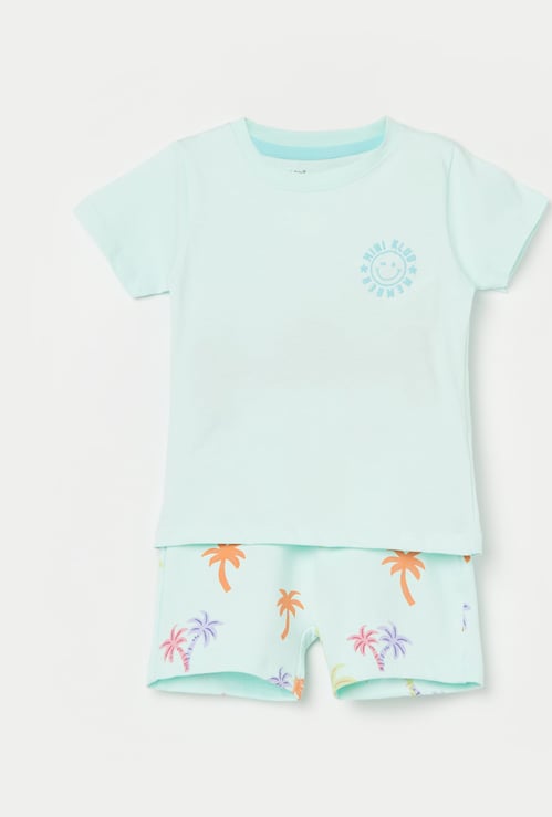 FS MINI KLUB Boys Tropical Print T-shirt with Shorts