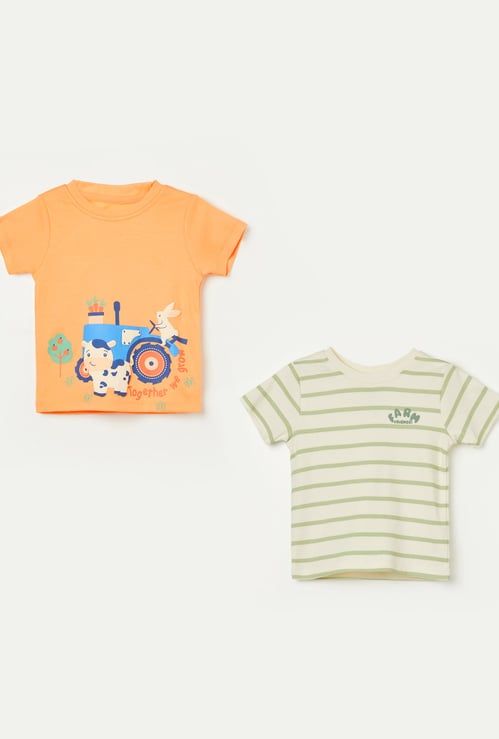 FS MINI KLUB Boys Assorted T-shirt - Pack of 2