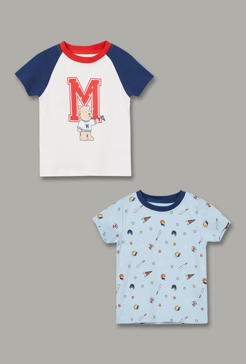 FS MINI KLUB Boys Graphic Print T-shirts - Pack of 2