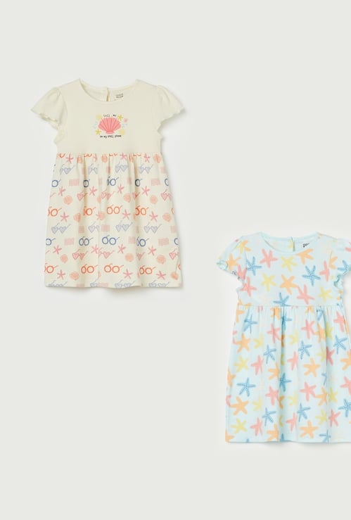 FS MINI KLUB Girls Printed Dress - Pack of 2