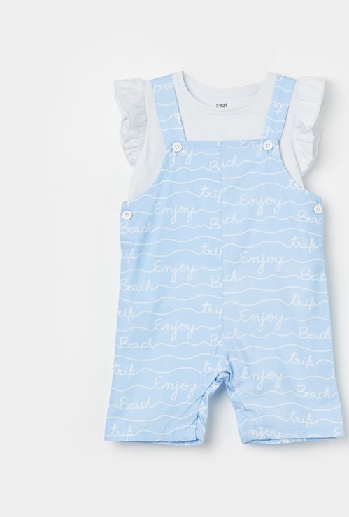 FS MINI KLUB Printed Top with Dungaree Set