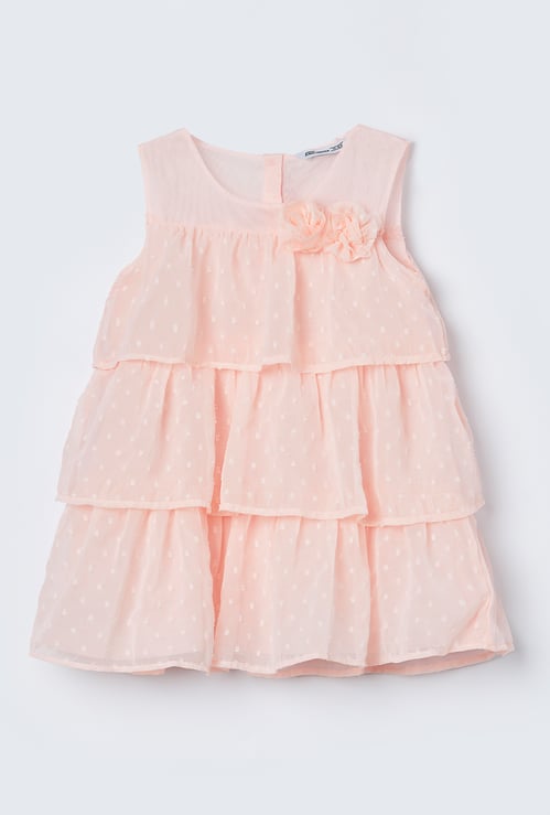 FAME FOREVER Girls Texutred Tiered Dress