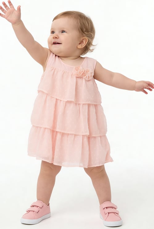 FAME FOREVER Girls Texutred Tiered Dress