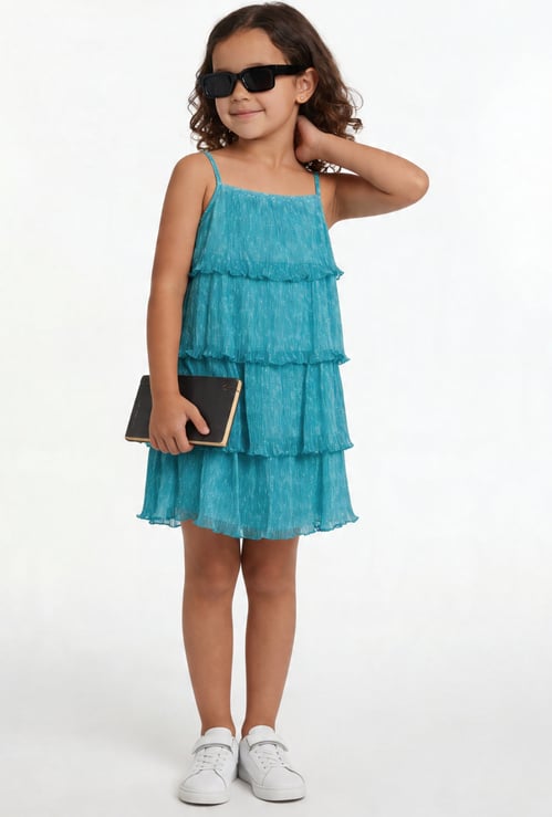 FAME FOREVER Girls Printed Tiered Dress