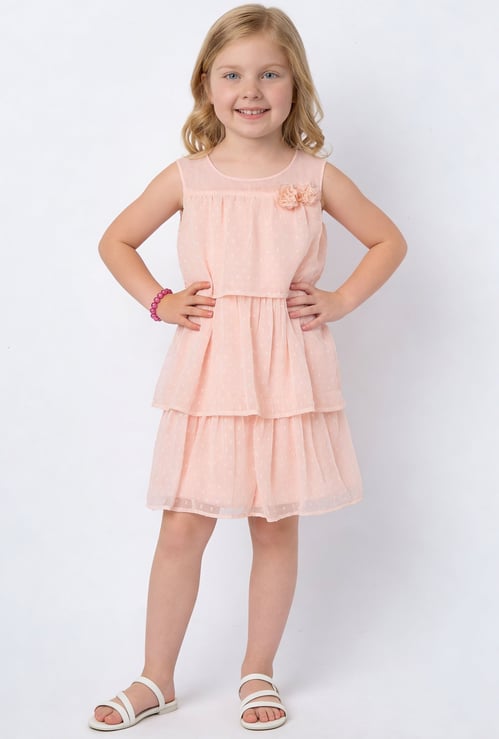 FAME FOREVER Girls Textured Tiered Dress