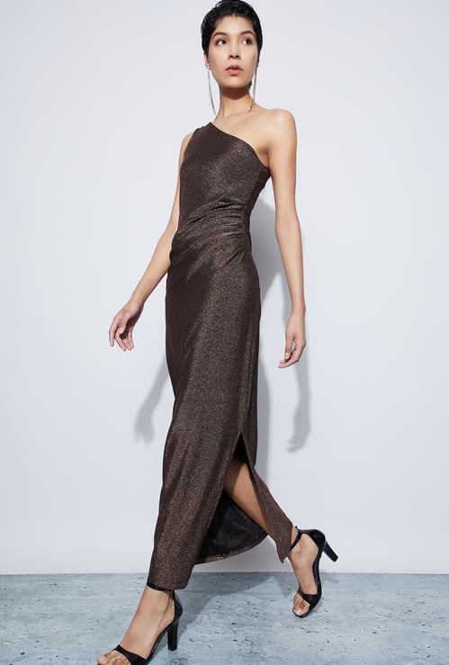 CODE Shimmer Ruched Maxi Dress