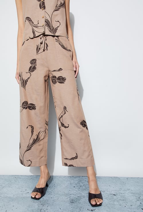 CODE Printed Drawstring Crop Trousers