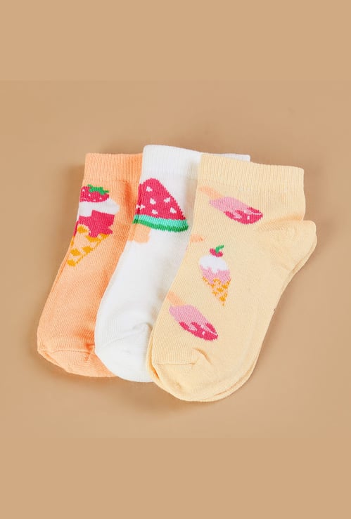 FAME FOREVER Girls Knit Ankle Length Socks - Pack 3