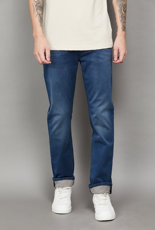 PEPE JEANS Washed Mid-Rise Regular Straight Jeans