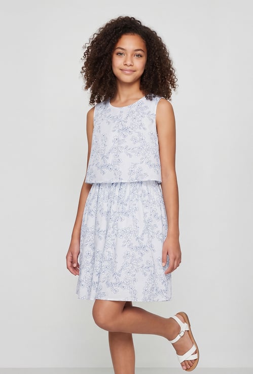 FAME FOREVER Girls Embroidered Fit & Flare Dress