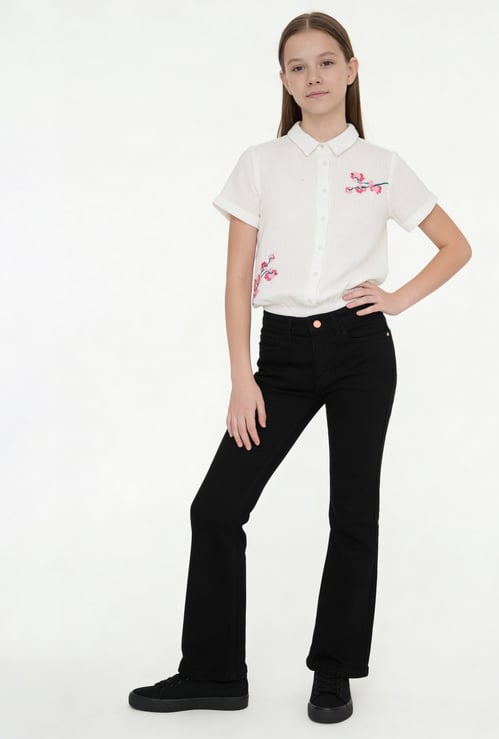 FAME FOREVER Girls Solid Mid-Rise Jeans