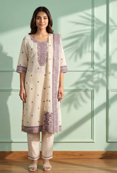 AURELIA Embroidered Straight Kurta Set