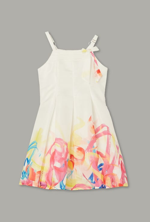 PEPPERMINT Girls Printed Bow Fit & Flare Dress