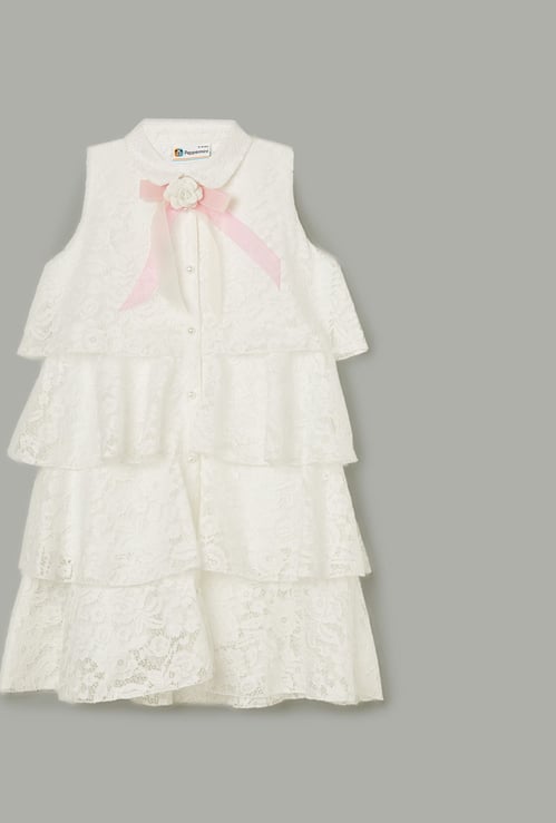 PEPPERMINT Girls Lace Layered Dress