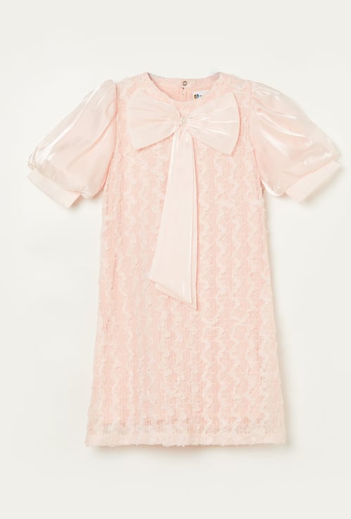 PEPPERMINT Girls Embellished Bow Fit & Flare Dress