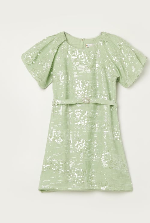 PEPPERMINT Girls Sequinned A-Line Dress