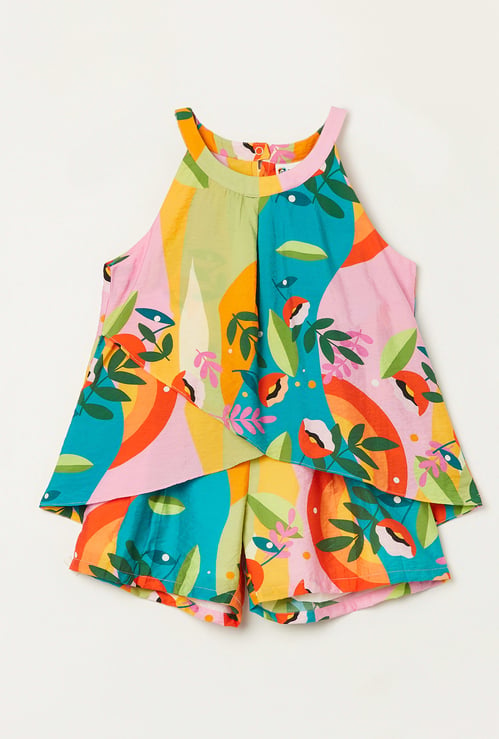 PEPPERMINT Girls Printed Top with Shorts Set
