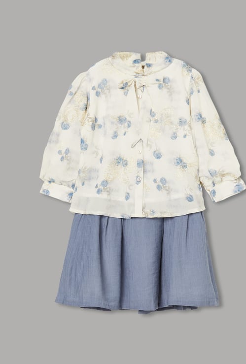 PEPPERMINT Girls Embroidered Top with Skirt Set