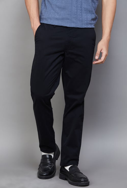 VH SPORTS Solid Slim Tapered Trousers