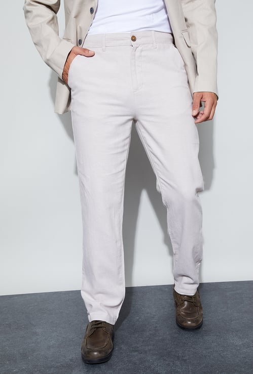 CODE Solid Regular Fit Trousers
