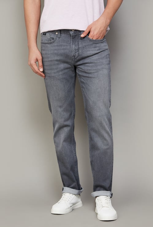FLYING MACHINE Washed Slim Straight Jeans