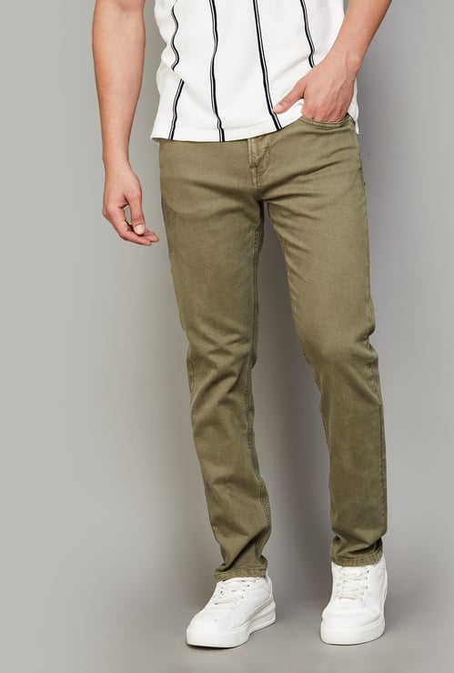 FLYING MACHINE Stonewashed Slash Jeans (Slim Tapered)