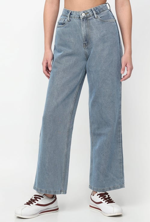 KRAUS Solid Wide Leg Jeans