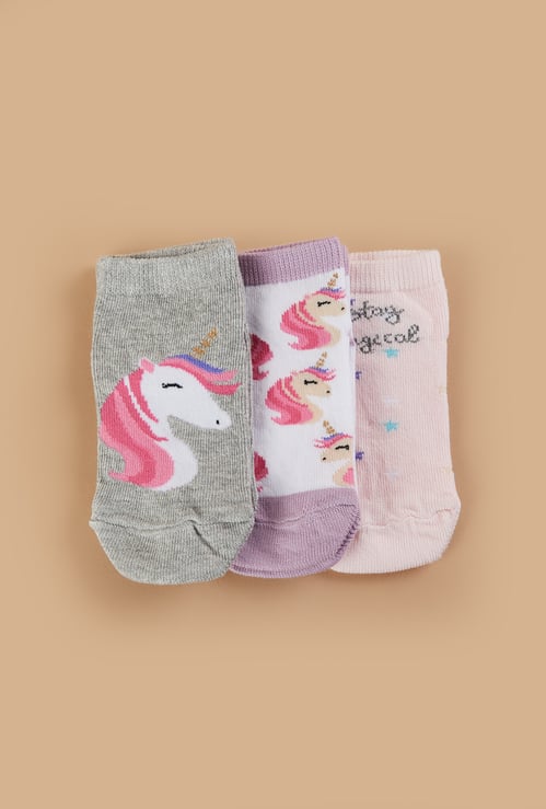 FAME FOREVER Unicorn Ankle Length Socks - Pack of 3