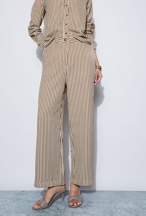 CODE Striped Straight Trousers