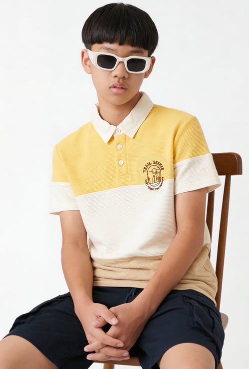 FAME FOREVER Boys Colourblock Polo T-shirt