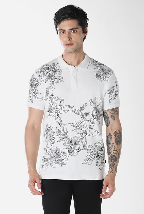 JACK & JONES Floral Print Polo T-shirt