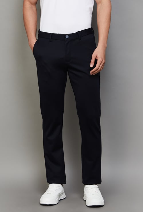 INDIAN TERRAIN Textured Brooklyn Trousers (Slim Straight)