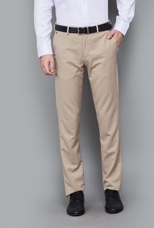 BLACKBERRYS Solid Slim Straight Formal Trousers