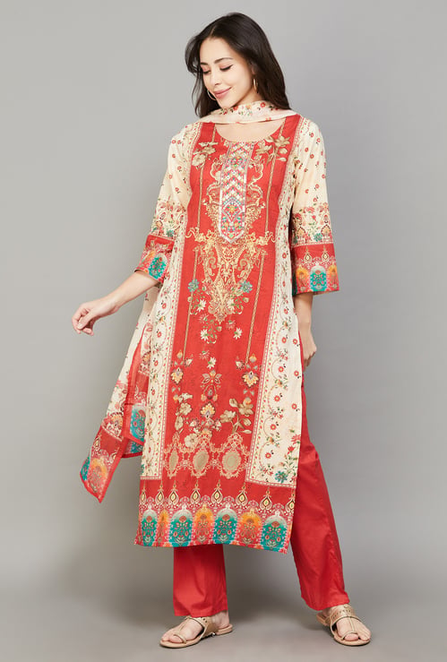 LIBAS Ethnic Motif Straight Kurta Set