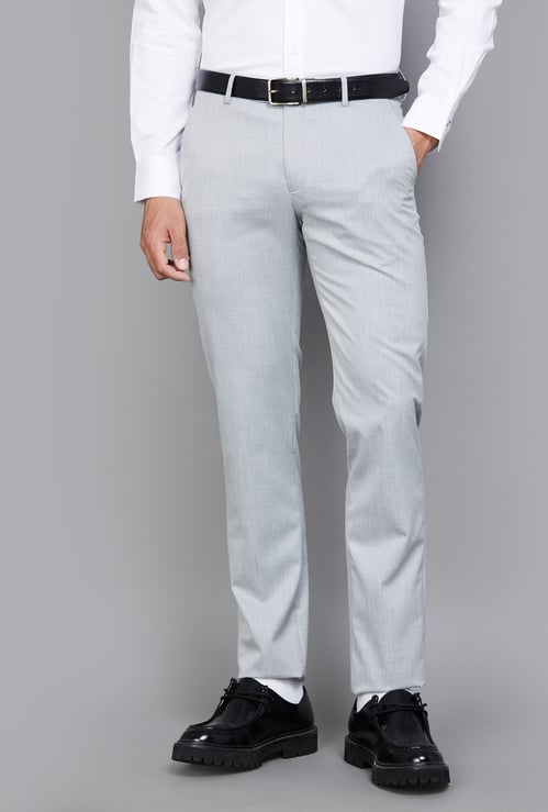 LOUIS PHILIPPE Solid Slim Straight Formal Trousers