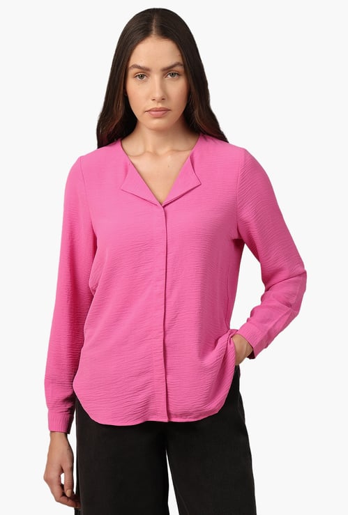 VERO MODA Textured Cuban Collar Shirt