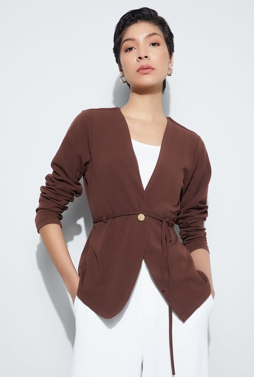 CODE Belted Front Open Jacket